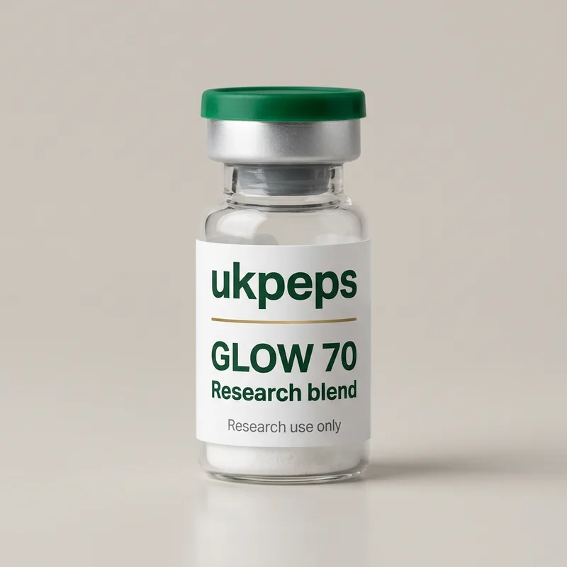 GLOW 70 (BPC-157 + GHK-Cu + TB-500) vial, UKPeps, research use only